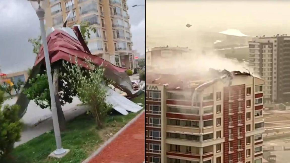Ankara'da kuvvetli rüzgar: Ağaçlar devrildi, çatılar uçtu; peş peşe uyarılar yapıldı