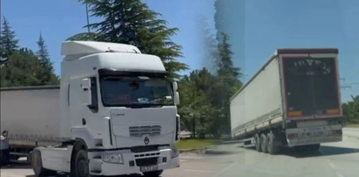 Dorse tırdan ayrıldı yolu trafiğe kapattı