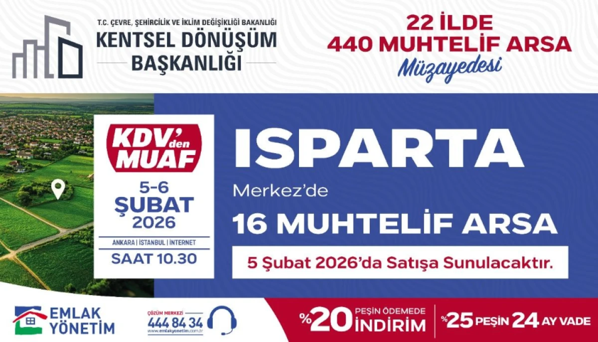 Isparta&rsquo;da 16 muhtelif arsa satışa &ccedil;ıkıyor