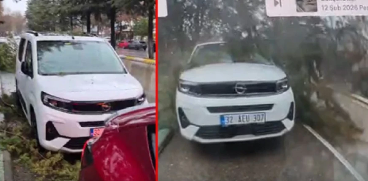 Isparta'da ağa&ccedil; aracın &uuml;zerine devrildi