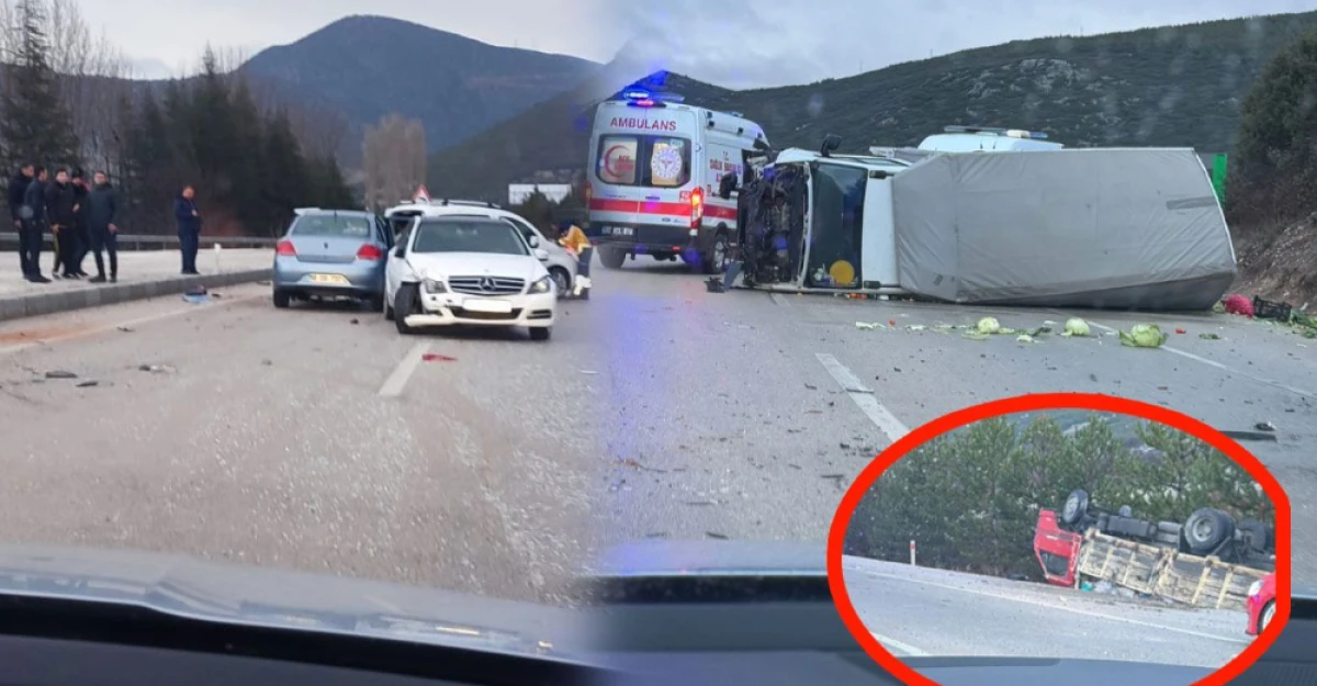 Zincirleme kaza: Ara&ccedil; ve kamyonlar &ccedil;arpıştı